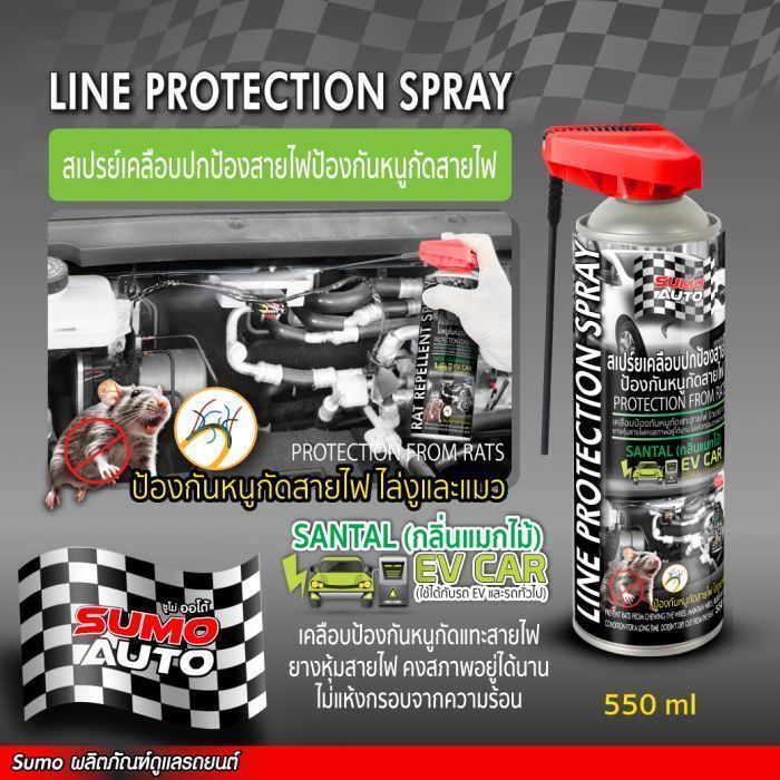 สเปรย์เคลือบปกป้องสายไฟ ป้องกันหนูกัดสายไฟ 550ml SUMO AUTO