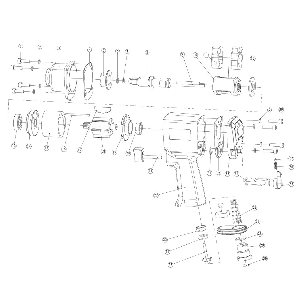 บล็อกลมค้อนคู่ 3/8" รุ่น T118A-01P SUMO รูปกระจาย