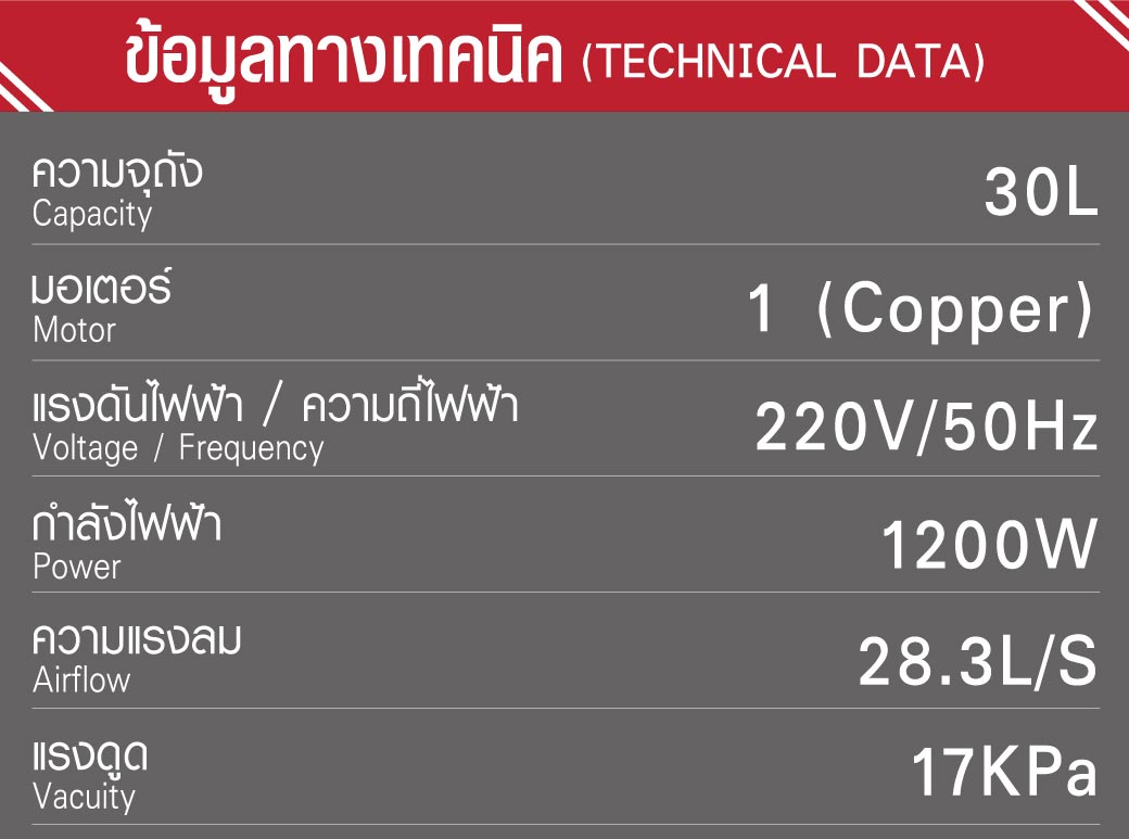 เครื่องดูดฝุ่นดูดน้ำ 30L